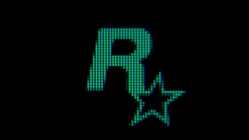 Neon Green Rockstar Games Logo Pixel Art Desktop Wallpaper