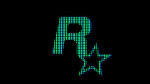 Neon Green Rockstar Games Logo Pixel Art Desktop Wallpaper