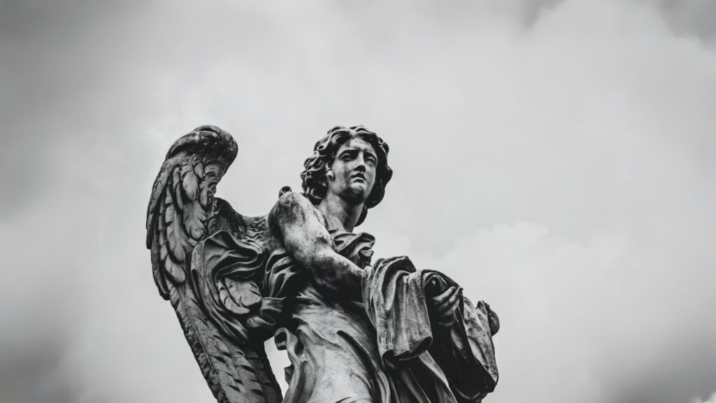 Stunning Monochrome Angel Statue Marble Sculpture Desktop Wallpaper