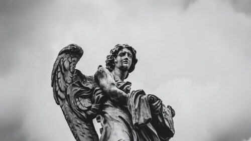 Stunning Monochrome Angel Statue Marble Sculpture Desktop Wallpaper