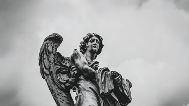 Stunning Monochrome Angel Statue Marble Sculpture Desktop Wallpaper