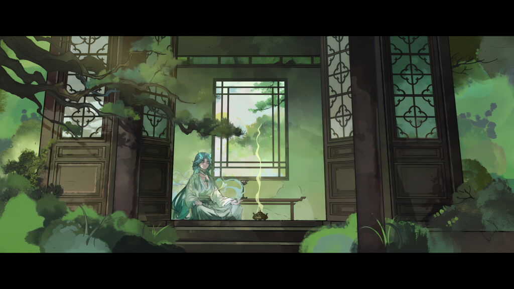 Zen Anime Character Meditating in a Traditional Garden Sanctuary 4K Wallpaper