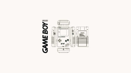 Minimalist Nintendo Game Boy Technical Blueprint Desktop Wallpaper