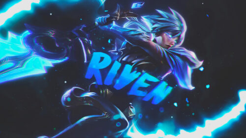 Riven League of Legends Neon Blue Blade 4K PC Wallpaper