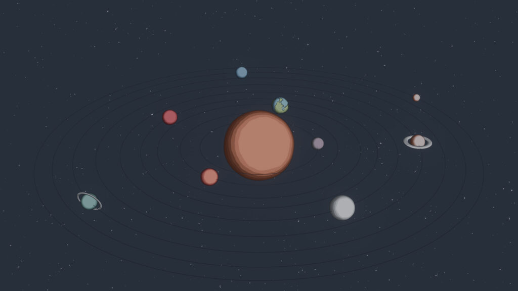 Minimalist Solar System Cartoon Illustration 4K PC Wallpaper