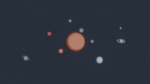Minimalist Solar System Cartoon Illustration 4K PC Wallpaper