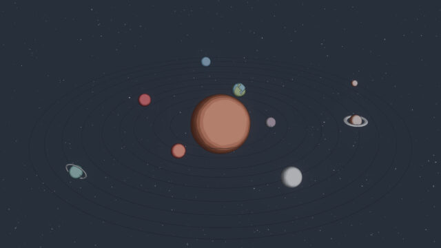 Minimalist Solar System Cartoon Illustration 4K PC Wallpaper