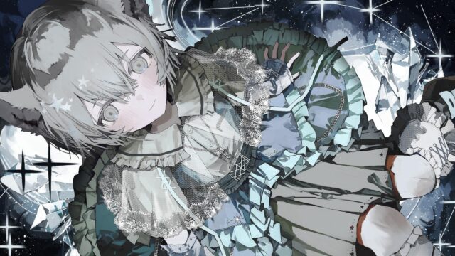 Anime Girl in Lolita Fashion with Starry Night Crystal Aesthetic 4K Wallpaper