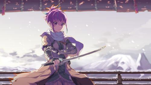 Minato Aqua as a Samurai Warrior Sekiro Crossover Desktop Wallpaper