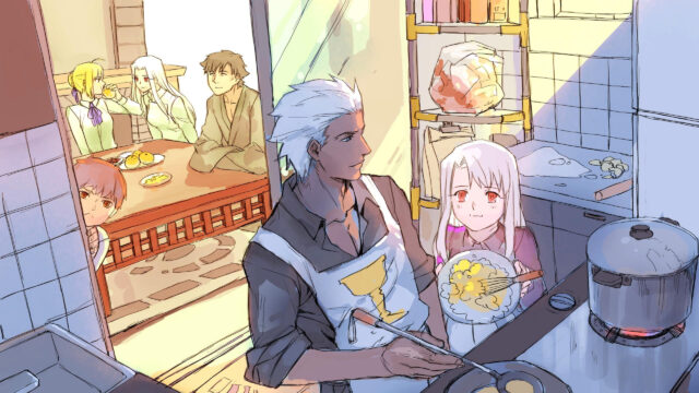 Archer and Illyasviel Cooking in Fate Series Anime 4K Desktop Wallpaper
