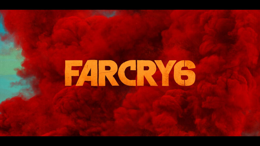 Far Cry 6 Logo Amidst Voluminous Red Smoke 4K Desktop Wallpaper