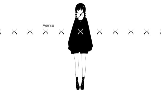 Minimalist Anime Girl Xenia Silhouette Black and White Desktop Wallpaper