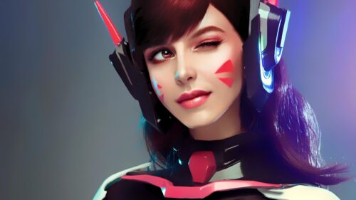 D.Va Overwatch Cosplay Portrait 4K Desktop Wallpaper