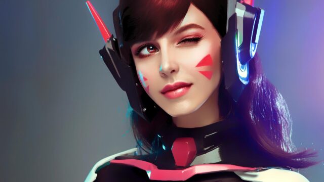 D.Va Overwatch Cosplay Portrait 4K Desktop Wallpaper