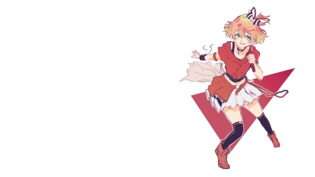 Anime Girl in Red Outfit Dynamic Pose 4K Desktop Wallpaper
