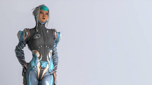 Futuristic Female Cyborg Soldier in Sci-Fi Armor 4K Desktop Wallpaper