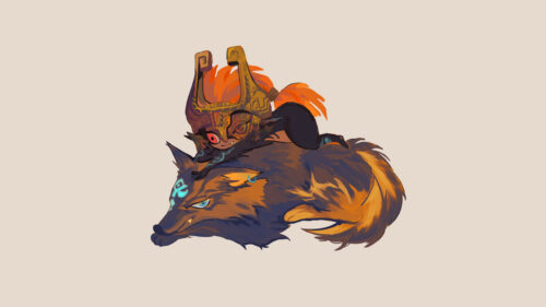 Midna and Wolf Link The Legend of Zelda Chibi Art Desktop Wallpaper