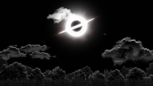 Interstellar Gargantua Black Hole Over Dark Forest PC Wallpaper