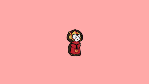 Minimalist Chibi Style Empress Cartoon Character Aesthetic Desktop Wallpaper