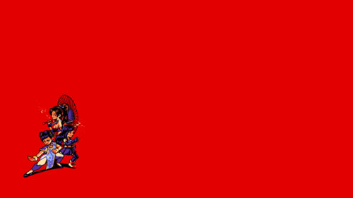 Street Fighter Chun Li and Ibuki Pixel Art Red Background PC Wallpaper