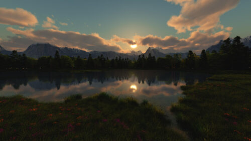 Stunning Mountain Lake Sunset Reflection 4K Desktop Wallpaper
