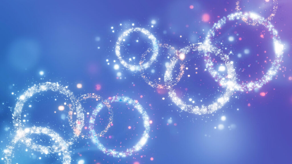 Abstract Glowing Particles and Light Rings Desktop Wallpaper