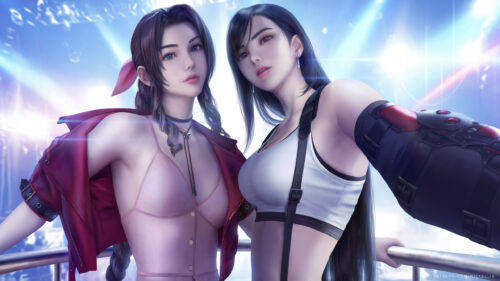 Aerith and Tifa Final Fantasy VII Remake Selfie Digital Art 4K Wallpaper
