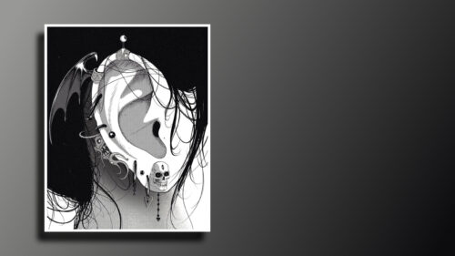 Gothic Anime Aesthetic Ear Piercing Illustration 4K Desktop Wallpaper
