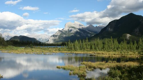 Breathtaking Canadian Rockies Mountain Lake Landscape 4K Wallpaper