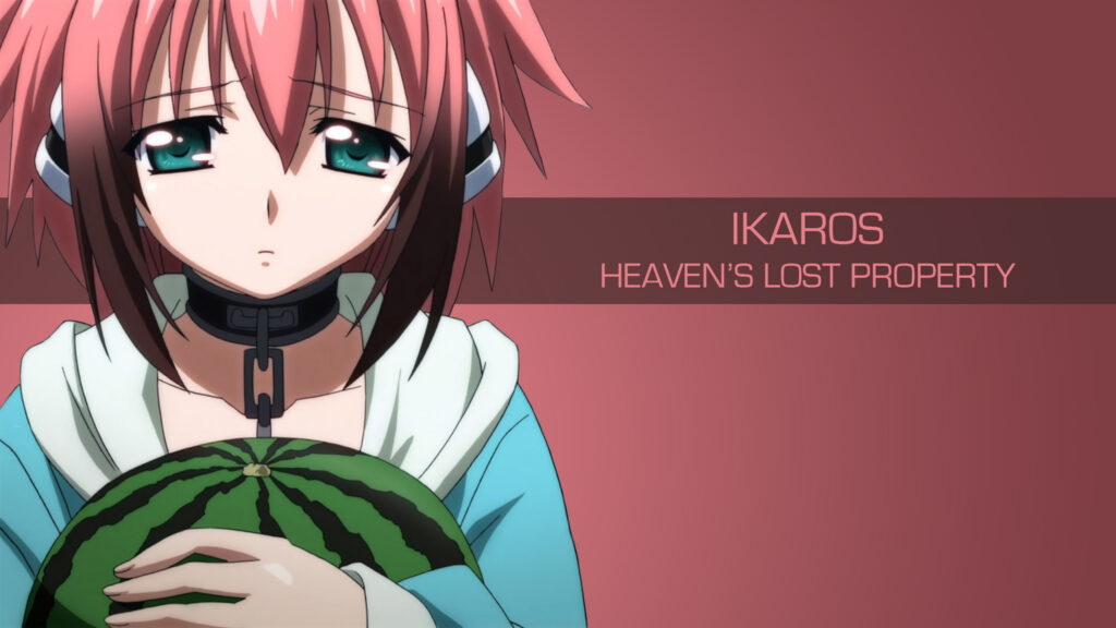 Ikaros Holding a Watermelon from Heaven's Lost Property Anime Desktop Wallpaper