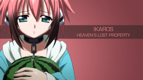 Ikaros Holding a Watermelon from Heaven’s Lost Property Anime Desktop Wallpaper