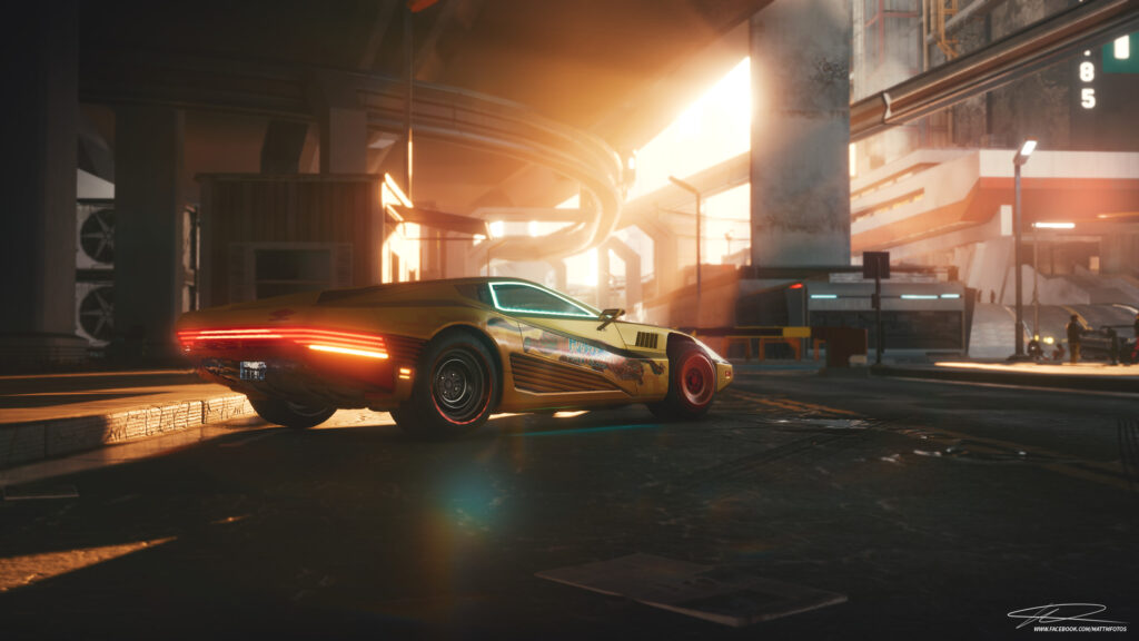 Cyberpunk Quadra Turbo-R V-Tech Sports Car in Night City 4K Wallpaper