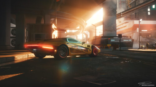 Cyberpunk Quadra Turbo-R V-Tech Sports Car in Night City 4K Wallpaper