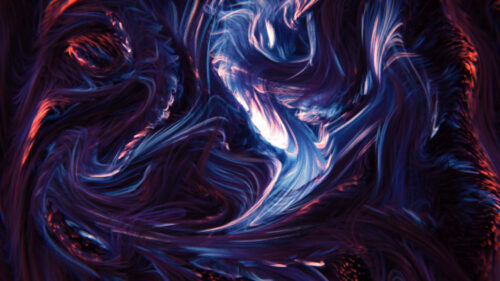 Abstract Cosmic Fluid Swirls with Glowing Blue and Orange Accents 4K Desktop Wallpaper
