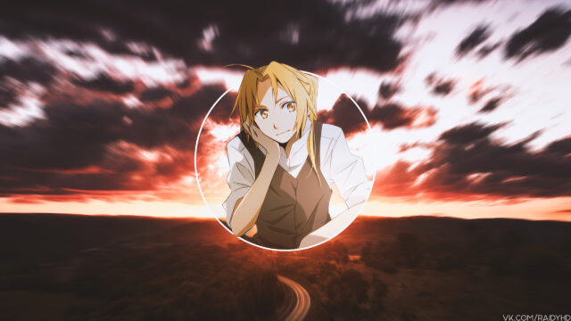 Edward Elric Anime Aesthetic Sunset Landscape PC Wallpaper