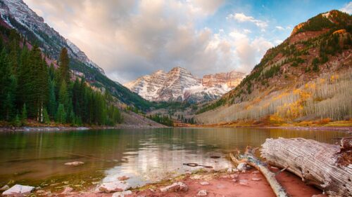 Stunning Maroon Bells Autumn Landscape Reflection Desktop Wallpaper