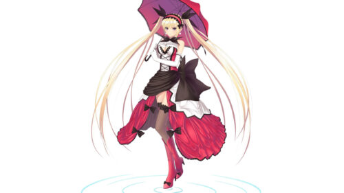 Anime Girl with Long Blonde Hair and Umbrella 4K Desktop Wallpaper