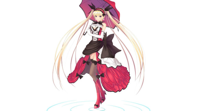 Anime Girl with Long Blonde Hair and Umbrella 4K Desktop Wallpaper