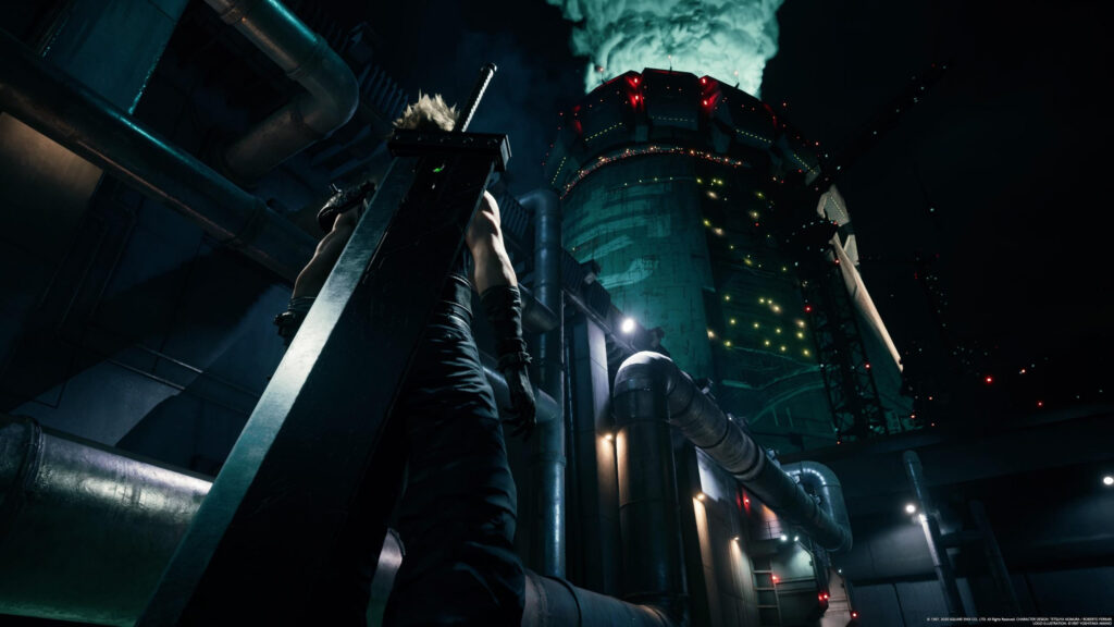 Cloud Strife Standing Before Mako Reactor Final Fantasy VII Remake PC Wallpaper