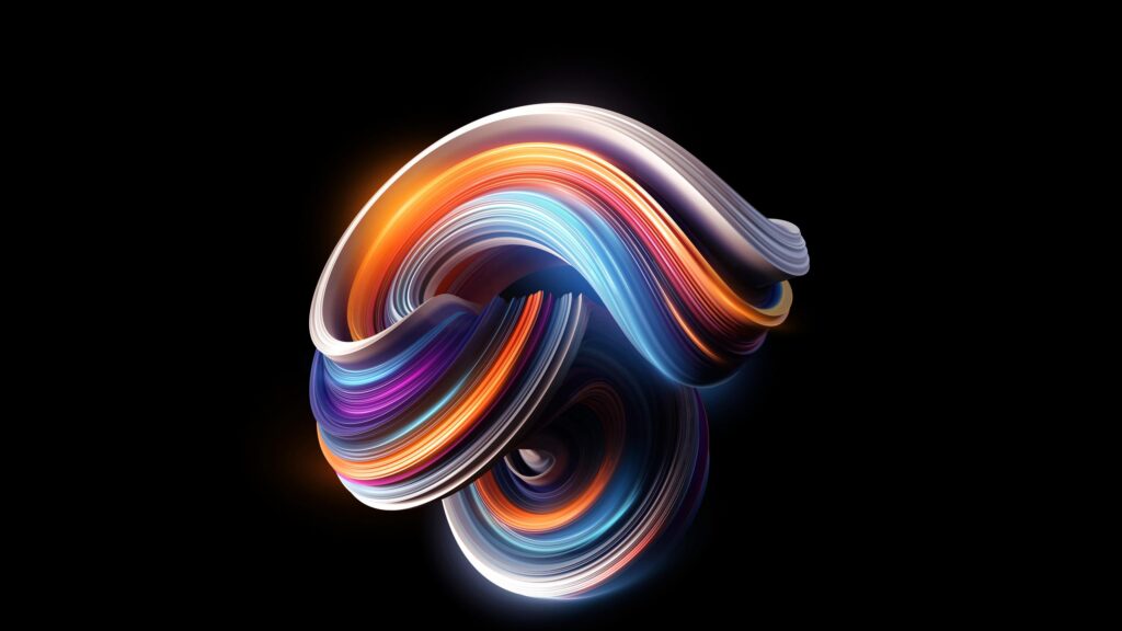 Abstract Glowing Ribbon Swirl 3D Art Desktop Wallpaper