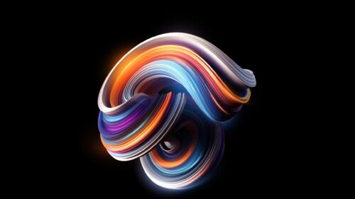 Abstract Glowing Ribbon Swirl 3D Art Desktop Wallpaper