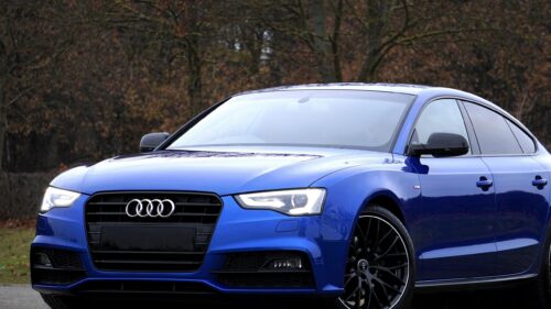 Stunning Blue Audi A5 Sportback Luxury Car Desktop Wallpaper