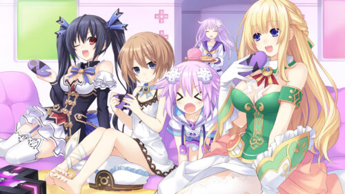 Hyperdimension Neptunia Anime Girls Playing Video Games Desktop Wallpaper