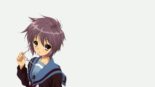 Cute Anime Girl with Glasses Minimalist Style PC Wallpaper