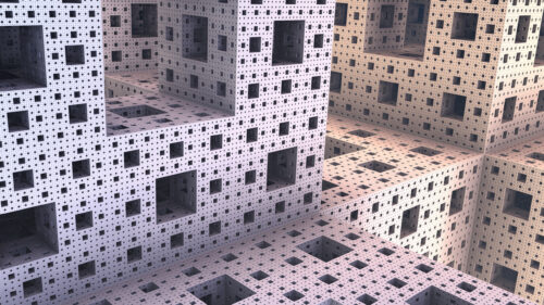 Complex Menger Sponge Fractal Architectural 3D Structure 4K Wallpaper