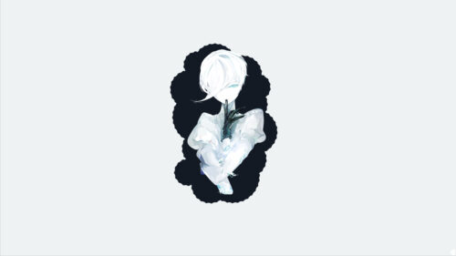 Minimalist Anime Character with Crystal Accents 4K Desktop Wallpaper