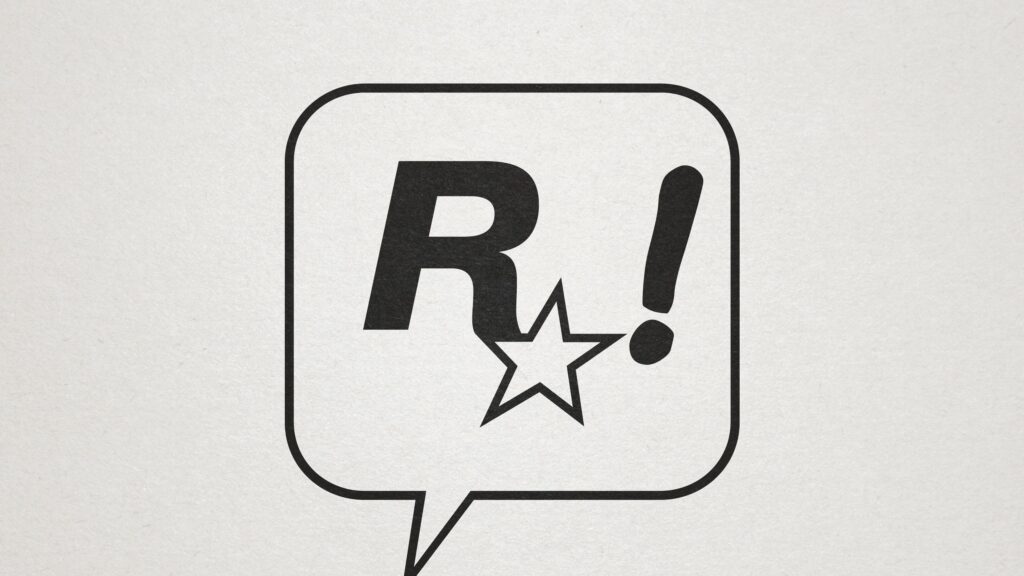 Minimalist Rockstar Games Logo Speech Bubble 4K Desktop Wallpaper