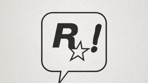Minimalist Rockstar Games Logo Speech Bubble 4K Desktop Wallpaper