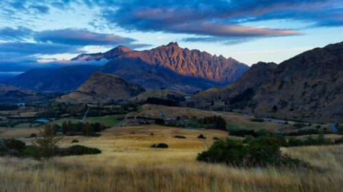 Golden Hour Sunlight on Remarkables Mountain Range New Zealand 4K Wallpaper