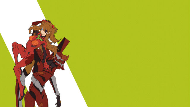 Asuka Langley Soryu and Eva Unit 02 Minimalist Anime Desktop Wallpaper